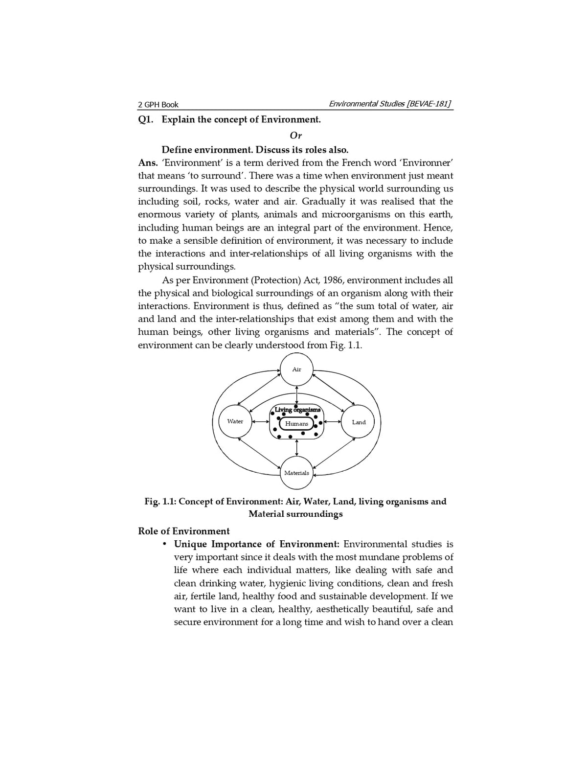 Gullybaba IGNOU BAEGH 1st Sem BEVAE-181 Environmental Studies in English - Latest Edition IGNOU Help Book with Solved Previous Year's Question Papers and Important Exam Notes