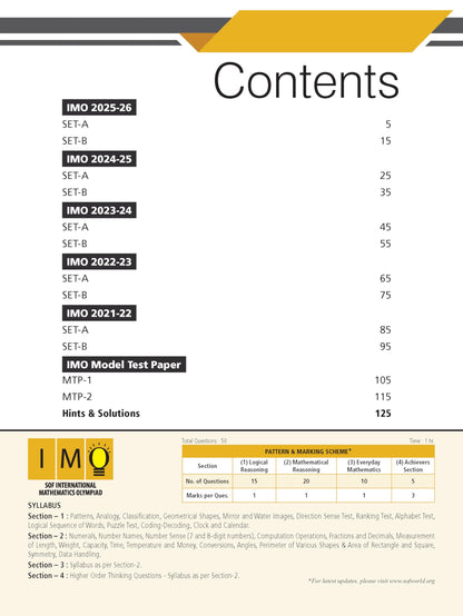 MTG IMO Olympiad 10 Previous Years Papers Class 5 Mathematics (2025-2021 Set A & B) - Model Test Papers with 24 Sample OMR Sheets | PYQ Book For SOF Olympiad 2026-27 Exam