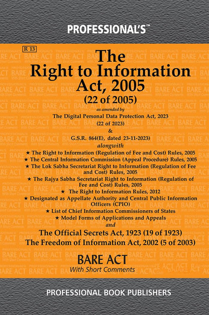 Right to Information Act, 2005 as amended by Digital Personal Data Protection Act, 2023 alongwith Rules