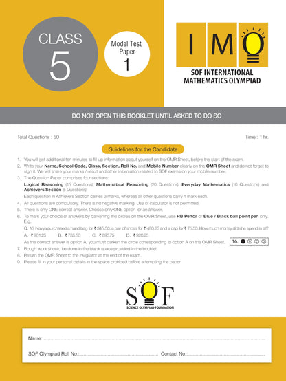 MTG IMO Olympiad 10 Previous Years Papers Class 5 Mathematics (2025-2021 Set A & B) - Model Test Papers with 24 Sample OMR Sheets | PYQ Book For SOF Olympiad 2026-27 Exam