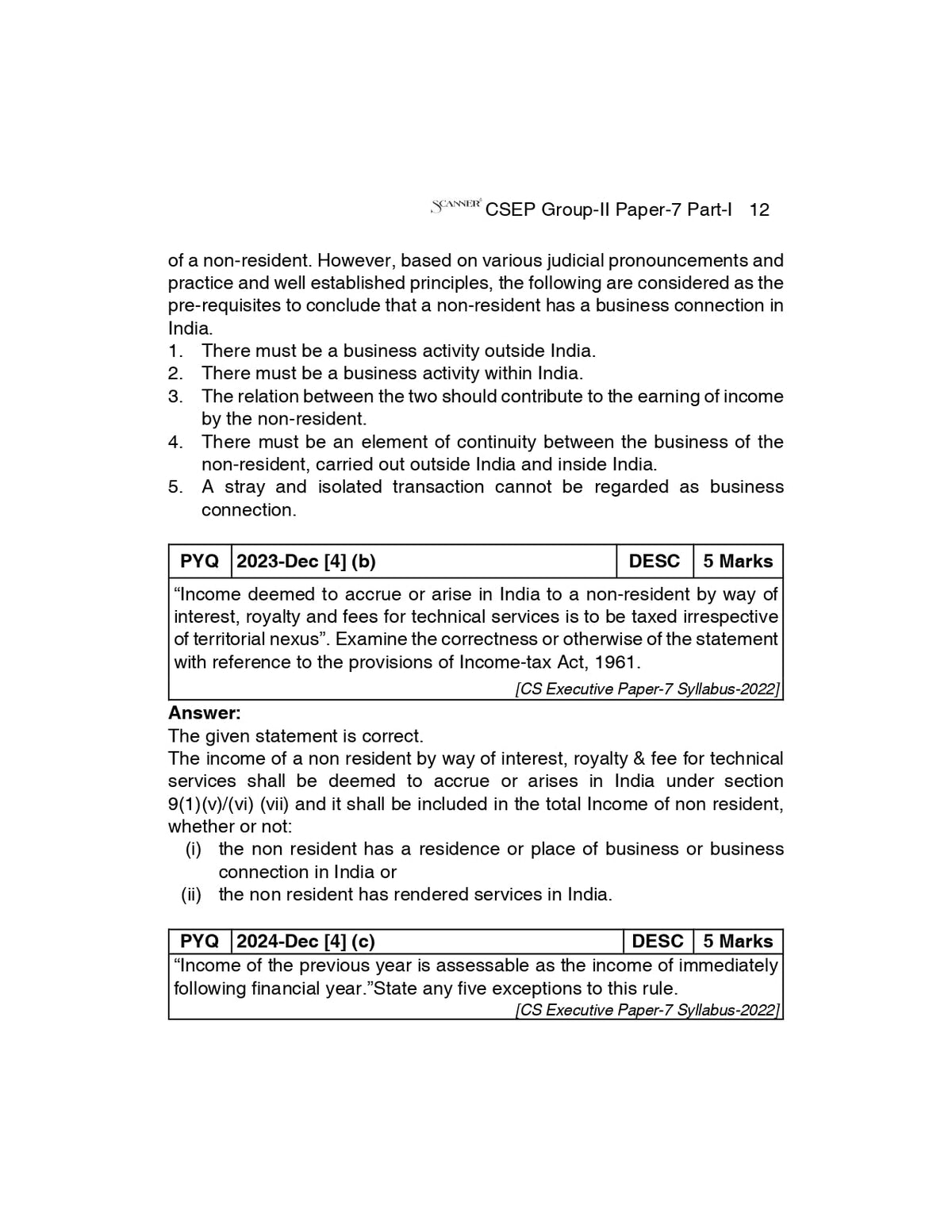Scanner CS Executive Paper : 7 Tax Laws and Practice | For Dec. 26 & June 27 Exams | Solved Papers with PYQs (Included June 2026 Ques.) | Shuchita Prakashan: 1 (Scanner Series)