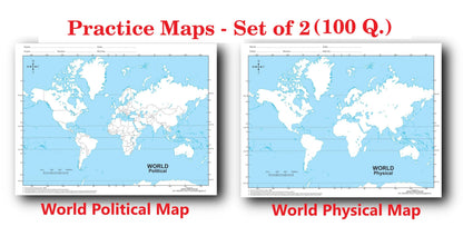 Outline Practice map of World (Both Political and Physical Map) | A-4 Big Size | Set of 100 Maps | Printed on High Grade Paper | Multipurpose maps For ... Assignments, Projects, Practical Paper etc.
