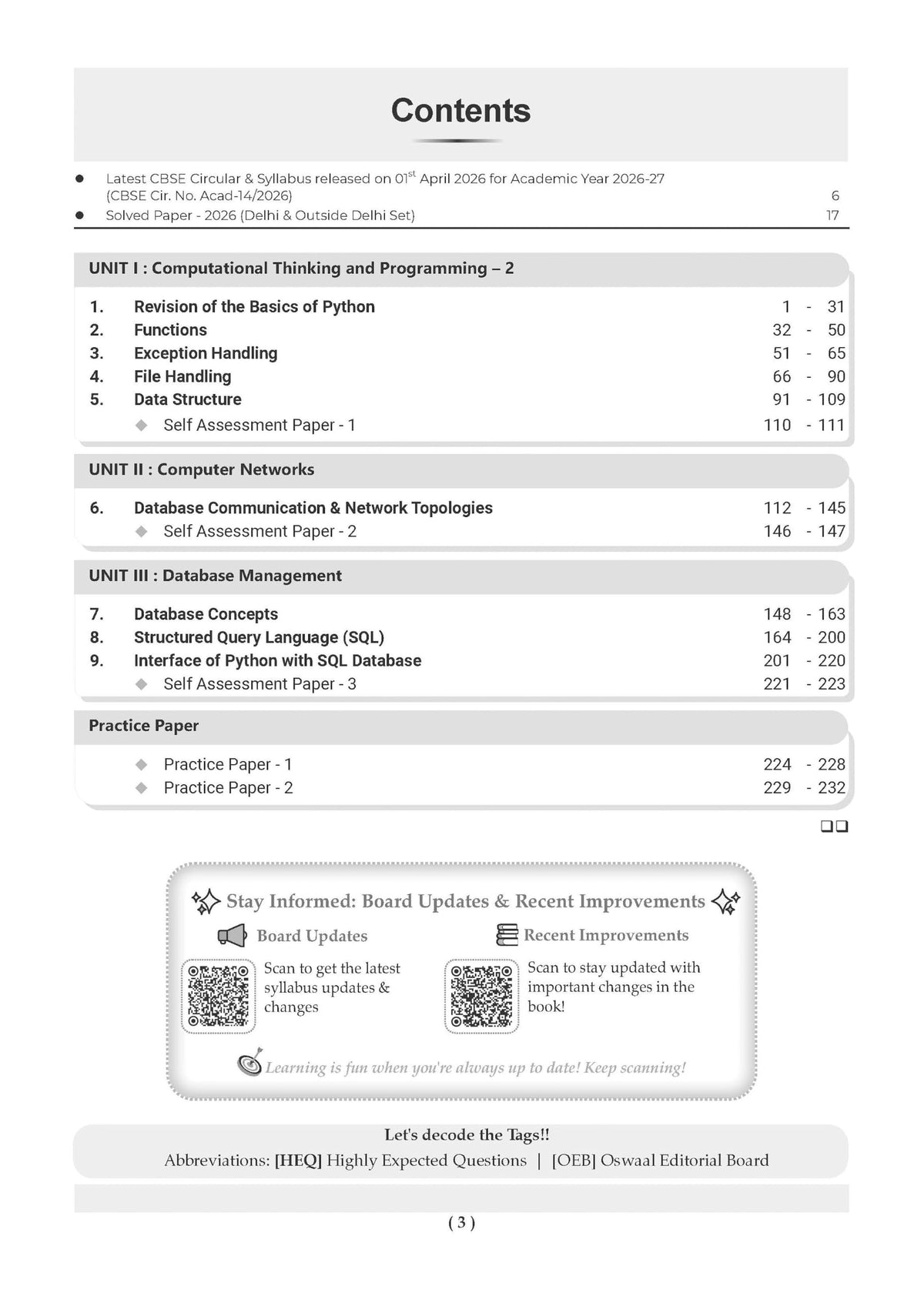 Oswaal CBSE Class 12 Computer Science Question Bank | Chapter & Topic-wise Solved Papers (2017–2026) | Based on Latest Syllabus (April 2026) | Includes 2026 Papers | For 2027 Exam