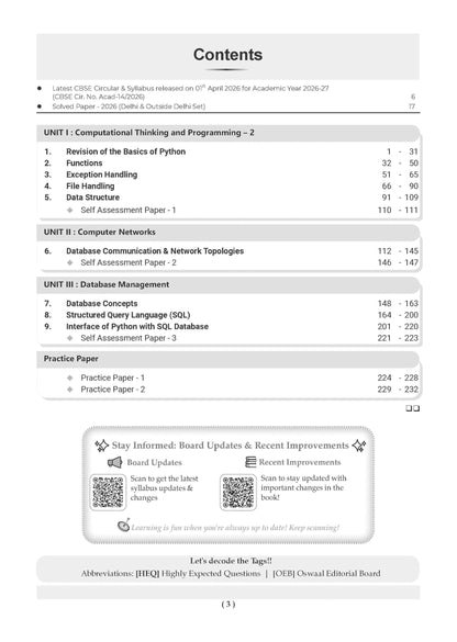 Oswaal CBSE Class 12 Computer Science Question Bank | Chapter & Topic-wise Solved Papers (2017–2026) | Based on Latest Syllabus (April 2026) | Includes 2026 Papers | For 2027 Exam