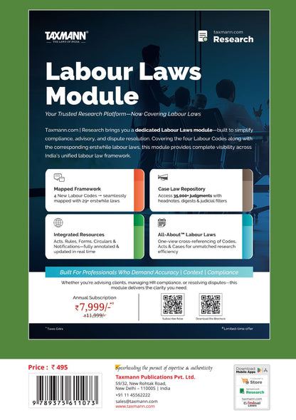 Taxmann's Code on Wages Law Manual – Arranged Across Concordance Tables & Comparative Study—Incorporating the Code with a Four-Layer Per-Section Treatment | Rules | Forms | Notifications | FAQs