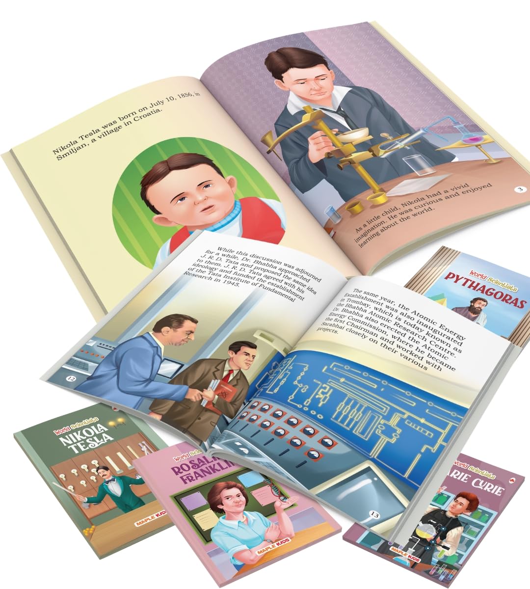 Story Books for Kids (Set of 15 Books) (Illustrated) - Scientists - Biographies for Children - Einstein, Newton, CV Raman, Homi Bhabha, Abdul Kalam, Pythagoras, Nikola Tesla, Carl Linnaeus, - Age 6+