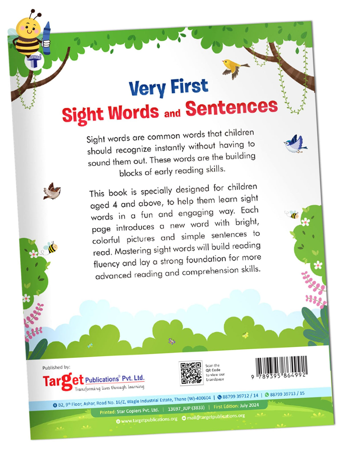 Sight Words & Sentences Book for Kids 4+ Years | 55 Essential Sight Words with Colourful Pictures | Early Learning Book for Preschool & Kindergarten