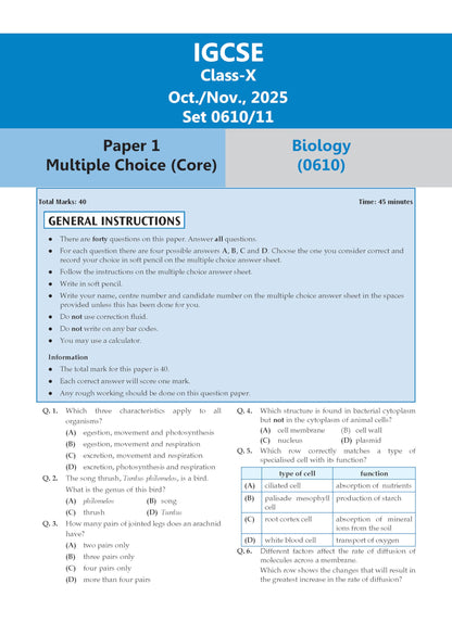 Oswaal IGCSE Biology (Papers 1,2,3,4) Core & Extended | Topical Past Solved Papers (2016-Oct.-Nov., 2025) | Aligned with Cambridge IGCSE™ Coursebook | with Oswaal AI