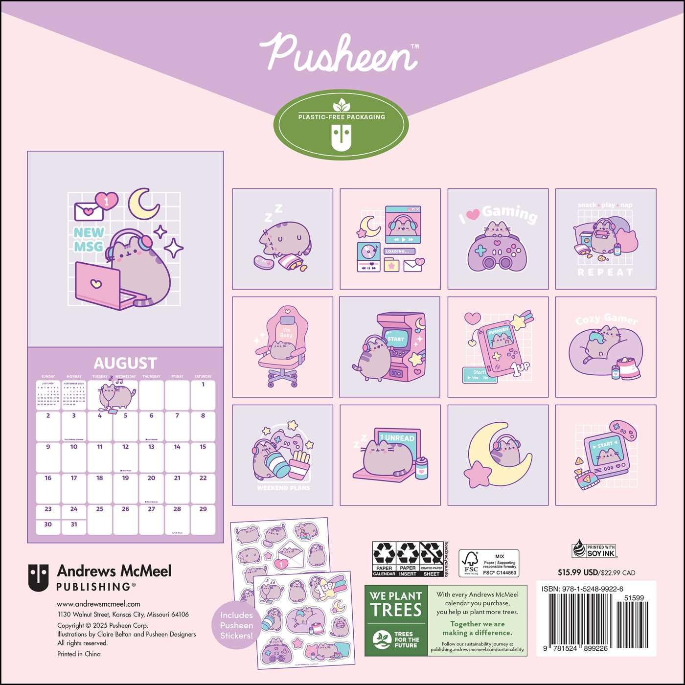 Pusheen 2026 Wall Calendar: Day Off Plans