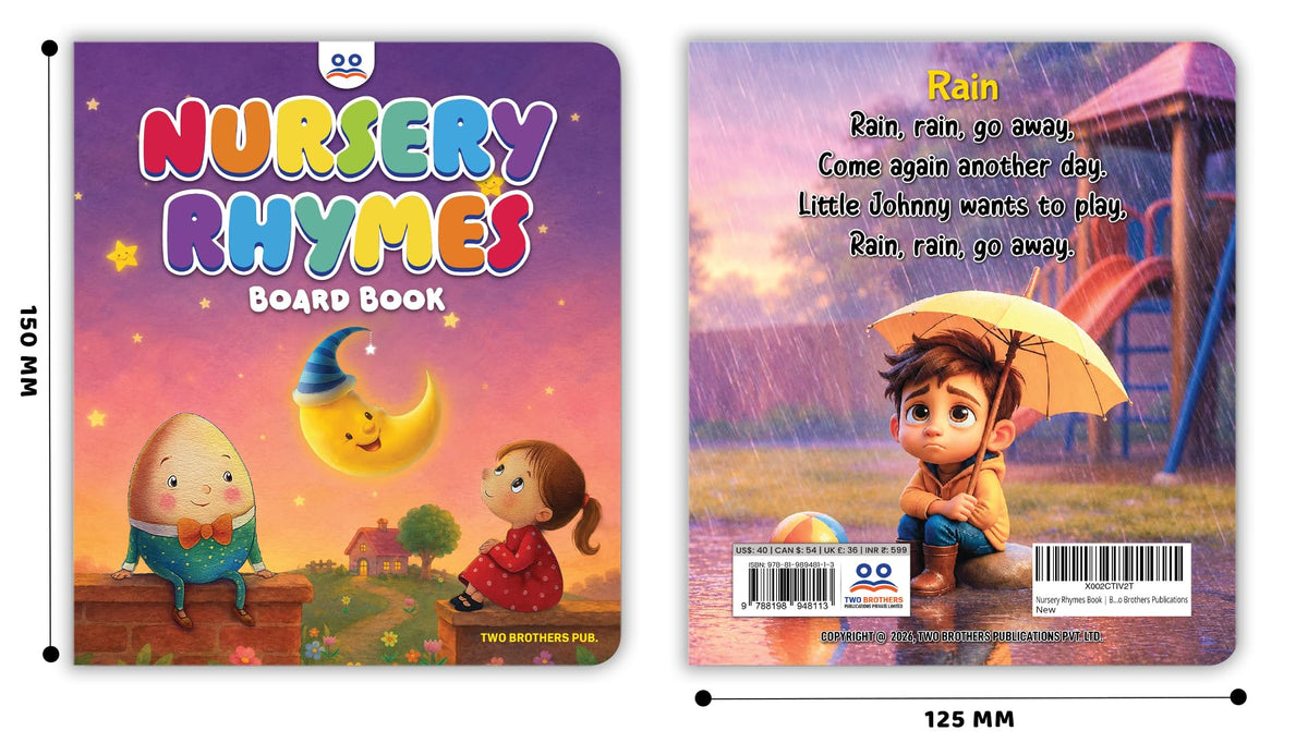 Nursery Rhymes Book - Board Book for Kids | Premium Quality Classic Rhymes Book for Kids | Early Learning Activity Book | Ages: 2 - 6 Years | Two Brothers Publications
