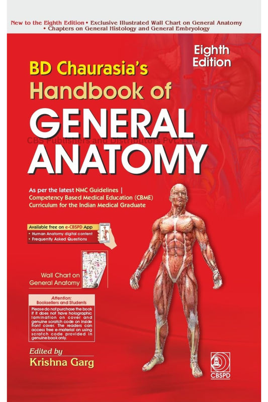 BD Chaurasia’s Handbook of General Anatomy, 8/e + Free Wall Chart (PB 2027)