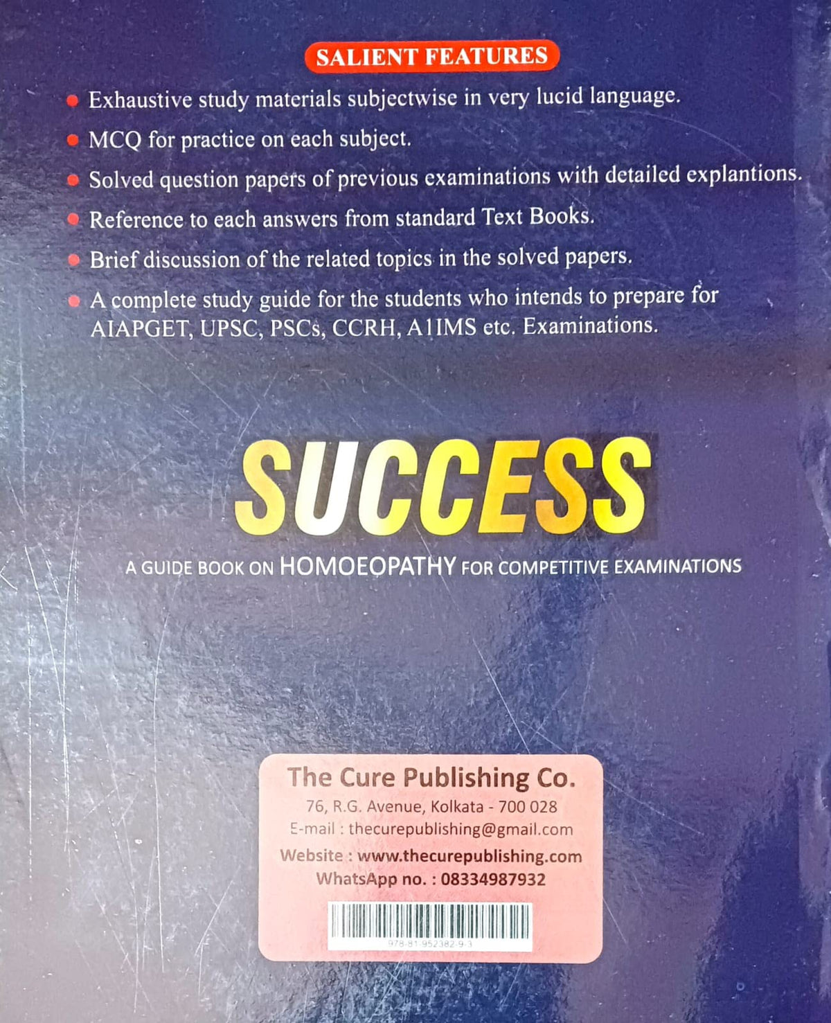 SUCCESS A GUIDEBOOK ON HOMOEOPATHY FOR COMPETITIVE EXAMINATIONS (VOL I)