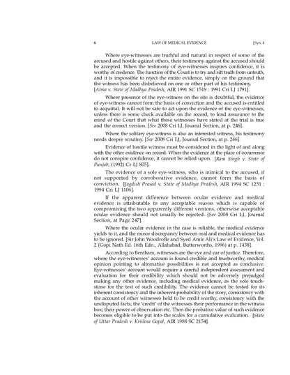 Medical Evidence | Death and Injury | Topic wise case laws on Medical Evidence | With Cross References to New Criminal Laws