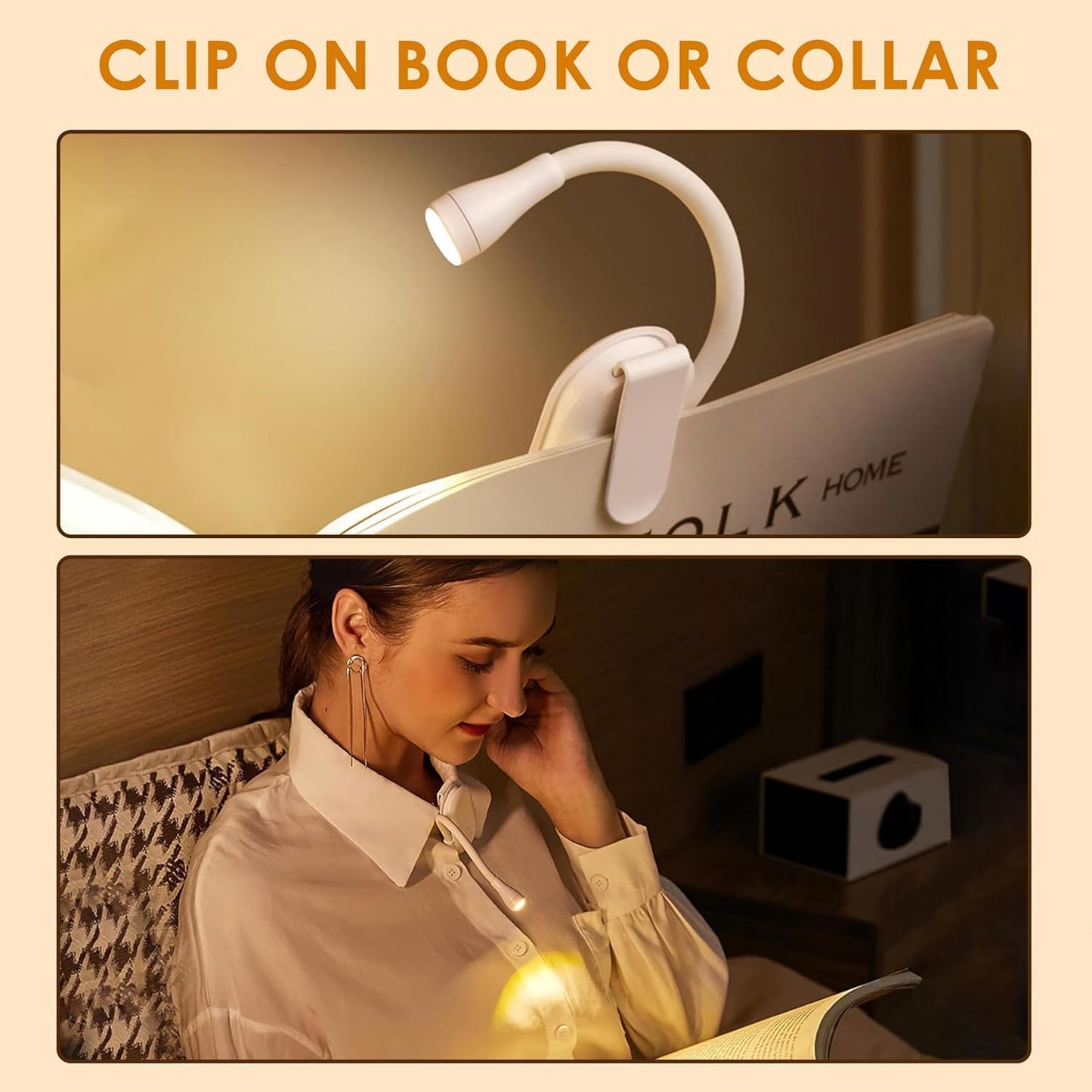 Clip-On LED Book Reading Lamp – 3 Modes, Eye-Caring, Portable (White)