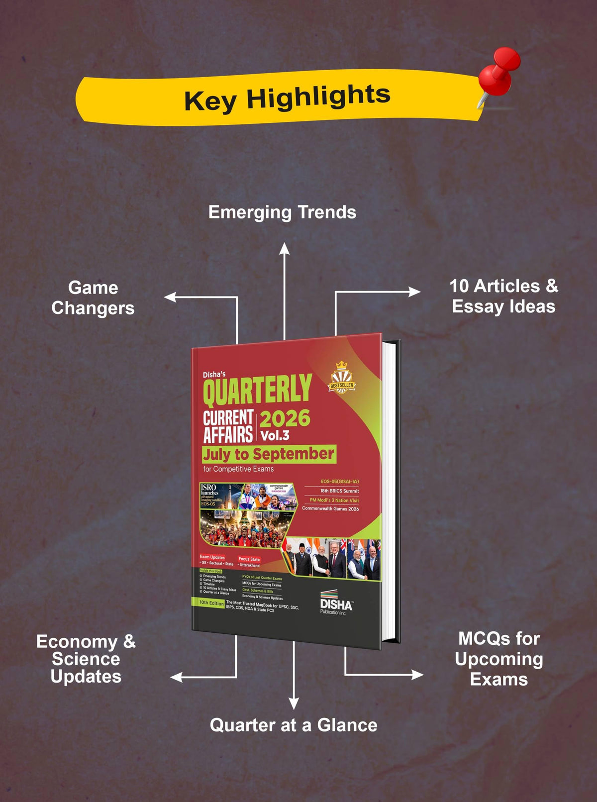Disha Quarterly Current Affairs 2026 Vol. 3 - July to September for Competitive Exams 10th Edition | General Knowledge/ Awareness | SSC, Bank PO/ Clerk, RRB, UPSC, IAS Prelims & Mains, CDS, NDA