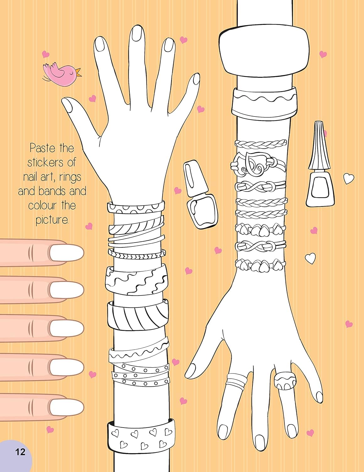 Nail Art and Hair Style Colouring and Sticker Activity Book for Kids Age 3 -6 years- Create and Colour Your Own Nail Art with 100+ Glitter Stickers