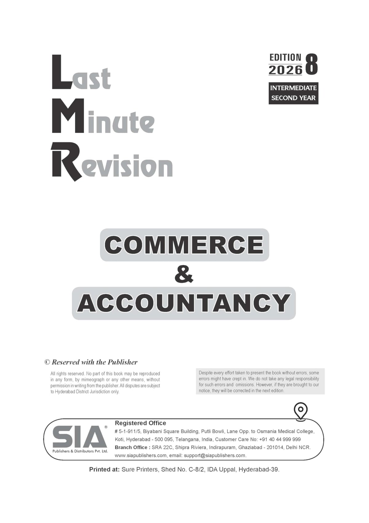 TG LMR Intermediate Second Year CEC Political Science (Civics), Economics, Commerce and Accountancy (3 Book Set) Edition 8 Latest & Updated 2026