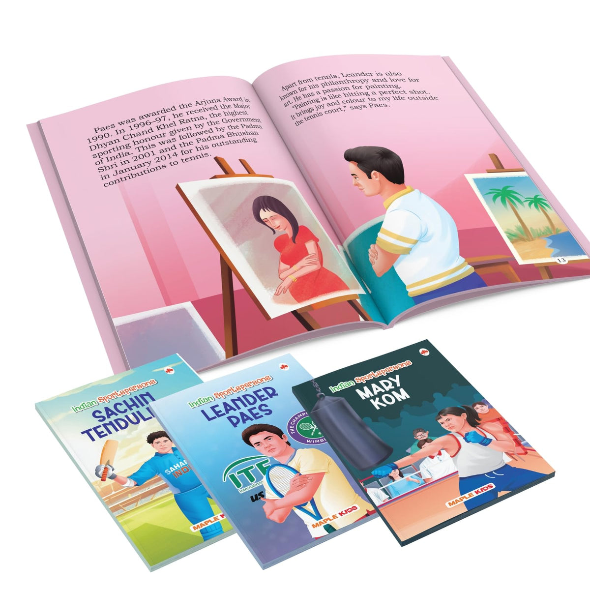 Story Books for Kids - Indian Sportspersons - Men - Women (Illustrated) (Set of 5 books) - Biographies for Children - Age 6 + - Dhyan Chand, Mary Kom, Sachin Tendulkar, Leander Paes, P. V. Sindhu
