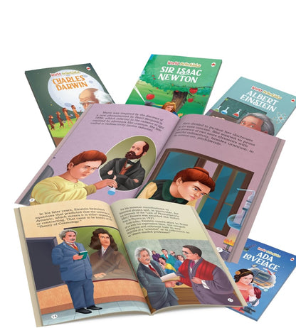 Story Books for Kids (Set of 15 Books) (Illustrated) - Scientists - Biographies for Children - Einstein, Newton, CV Raman, Homi Bhabha, Abdul Kalam, Pythagoras, Nikola Tesla, Carl Linnaeus, - Age 6+