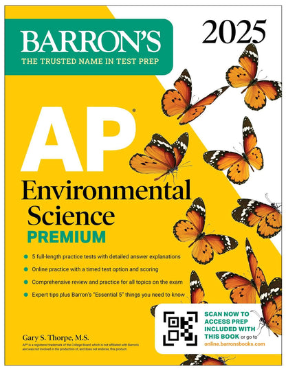 Ap Environmental Science 2025: 5 Practice Tests + Comprehensive Review + Online Practice (Barron's Ap Prep)