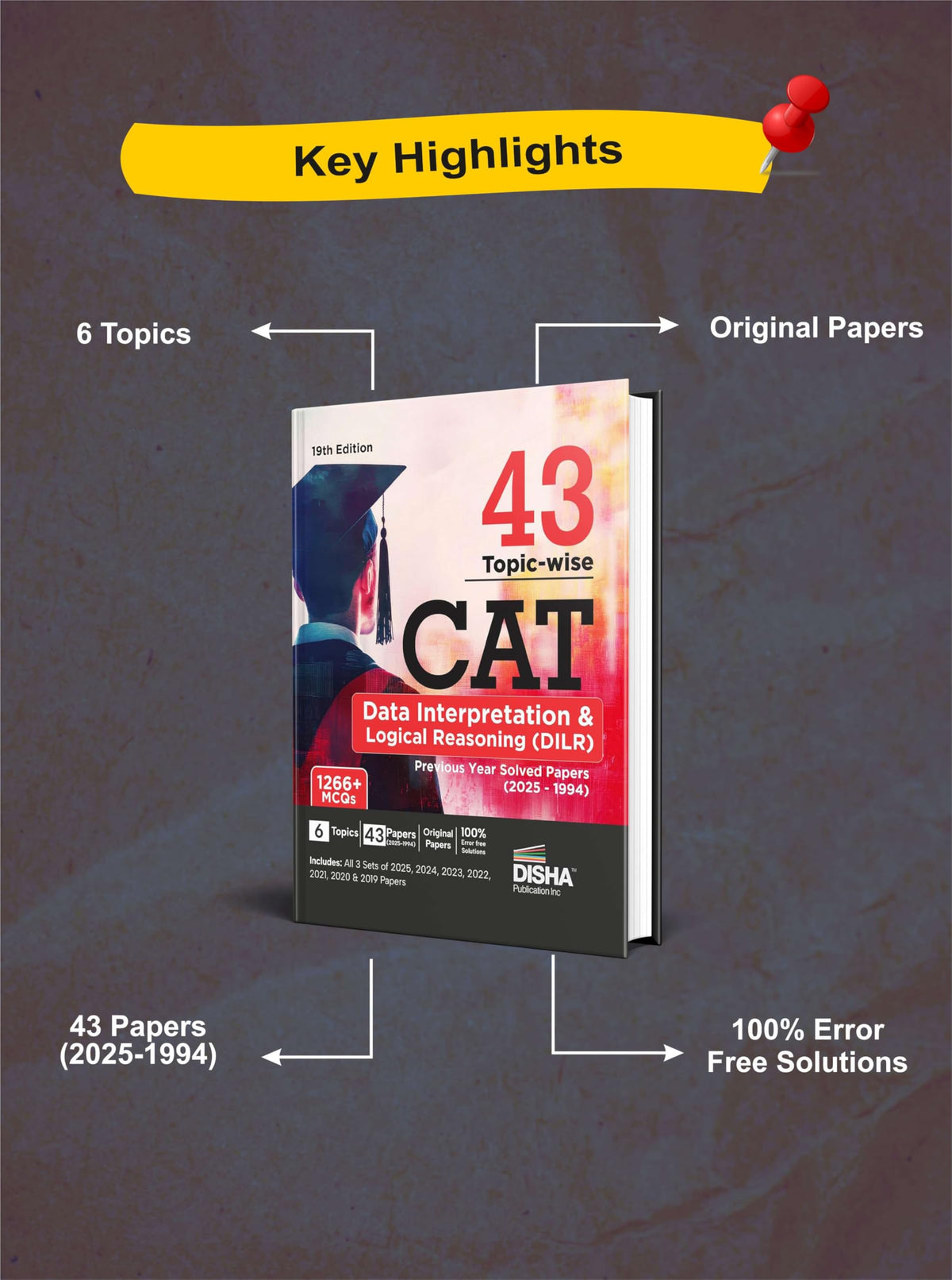 Disha 43 Topic-wise CAT Verbal Ability & Reading Comprehension (VARC) Previous Year Solved Papers (2025 - 1994) 19th edition | Previous Year Questions PYQs for CAT 2026