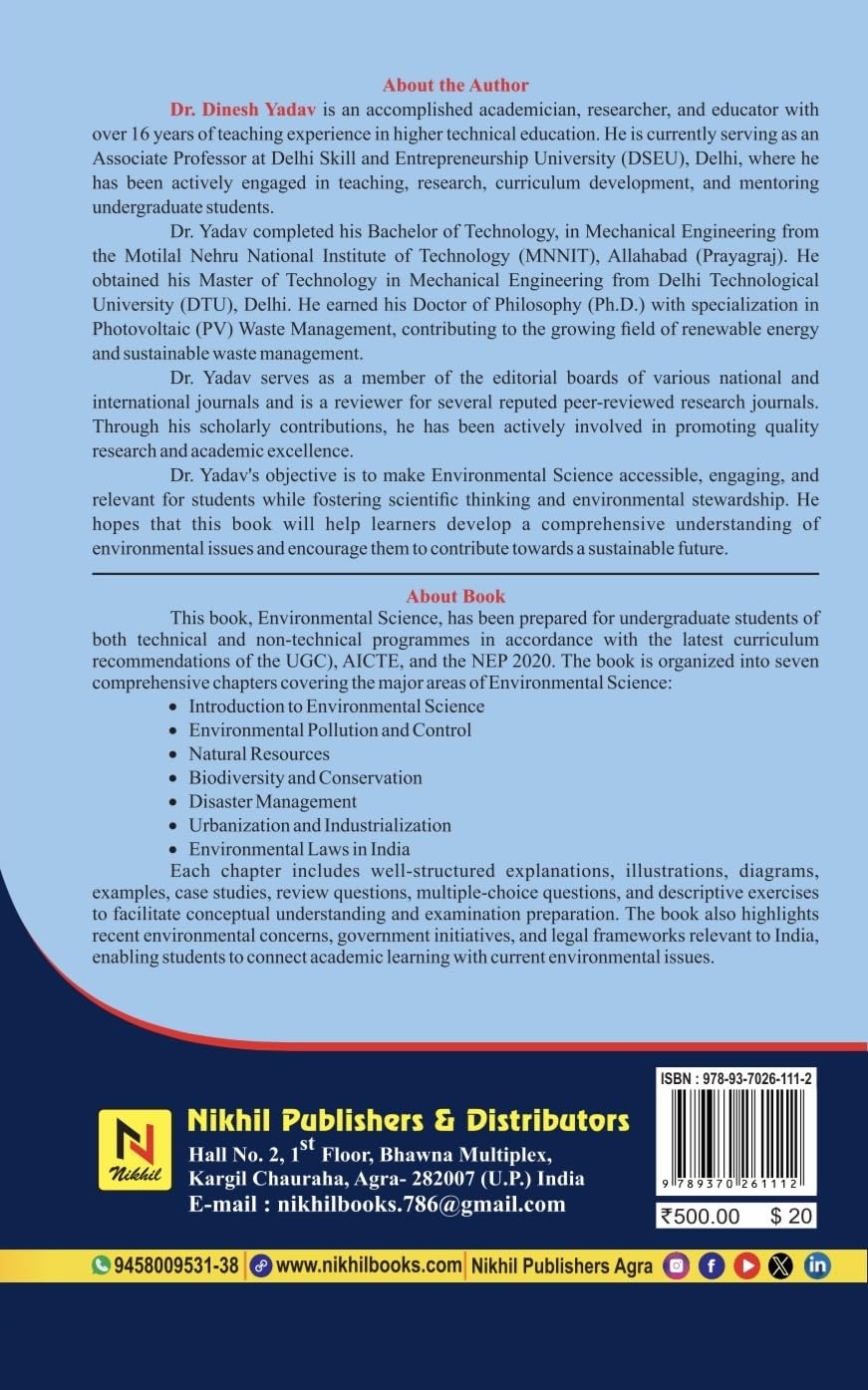 Nikhil Publishers Environmental Science by Dr. Dinesh Yadav