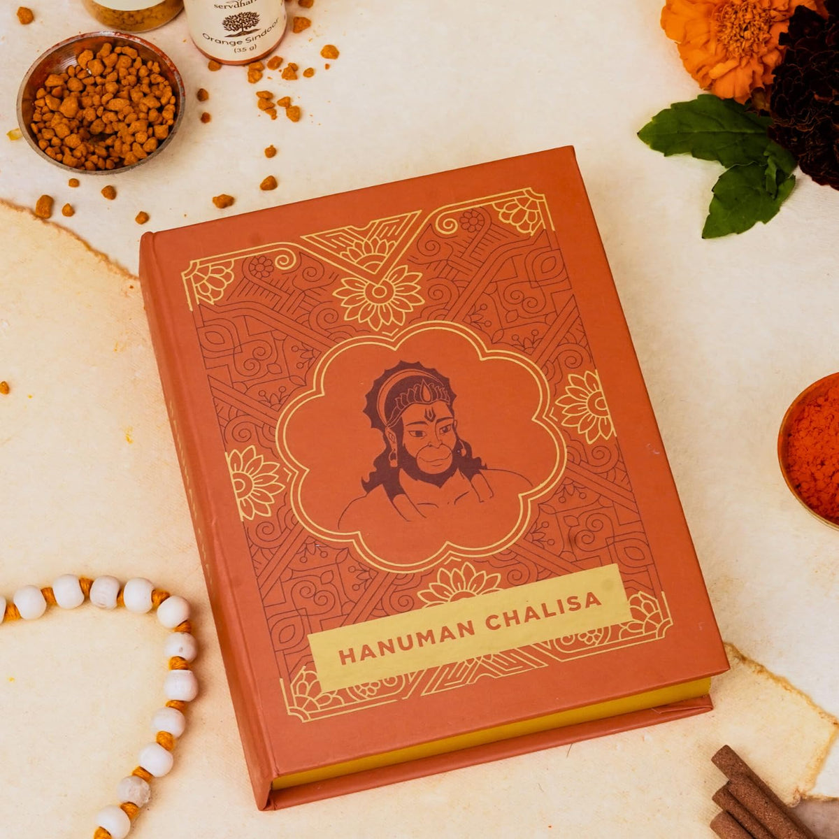 ServDharm Hanuman Chalisa Pocket Size Hardbound Book in Gift Case (Hindi and English Script) with Hanuman Aarti, Sankat Mochan Hanuman Ashtak and Bajrang Baan I 132 pages