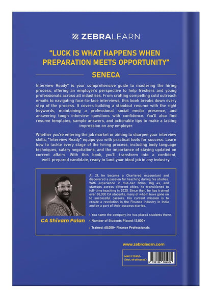 Interview Ready for Finance Jobs: Resume, Finance Interview Questions, Salary Negotiation | CA Shivam Palan | Zebra Learn Books