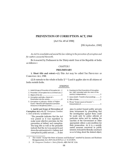 Lawmann's Prevention of Corruption Act, 1988 | Bare Act with Comments