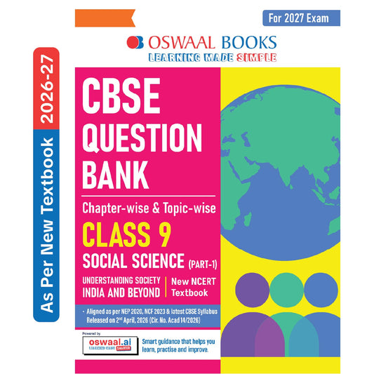 Oswaal CBSE Class 9 Social Science Part-1 Question Bank Chapter-wise & Topic-wise | Based on new NCERT Textbook Understanding Society India & Beyond | Includes Competency-Based Question