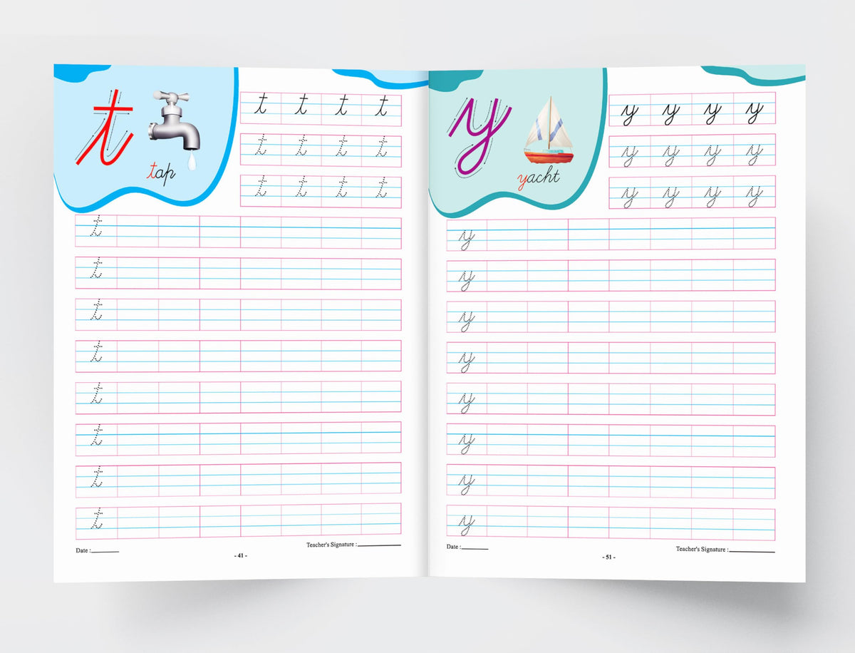 InIkao Cursive Writing Book on Capital & Small Letters for Kids Age 3+ Years | Trace and Write Handwriting Practice Workbook on English Alphabet Cursive Capital & Small Letters