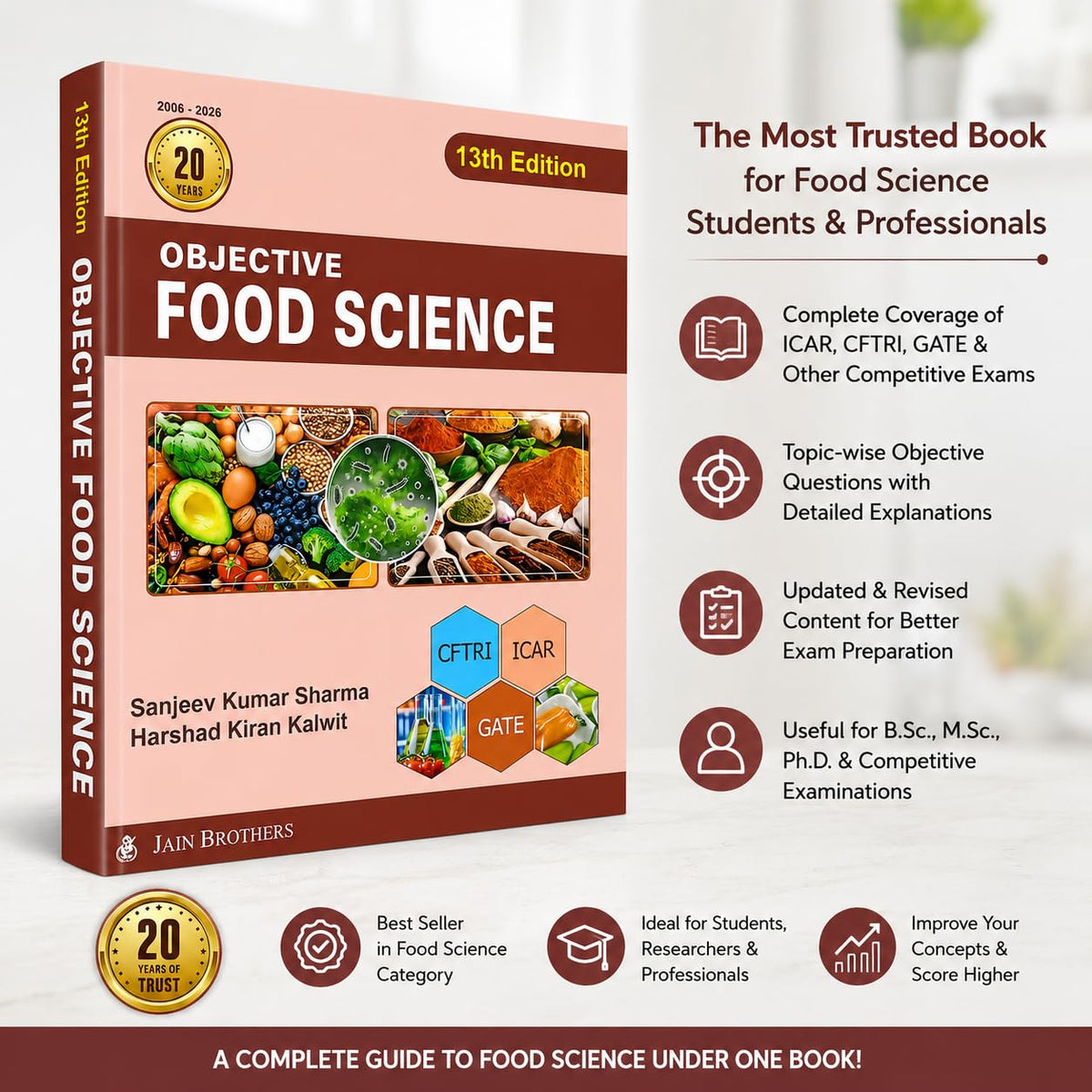 Objective Food Science 13th Edition | Sanjeev Kumar Sharma & Harshad Kiran Kalwit | Food Science & Technology | CFTRI, ICAR, GATE, FSSAI, Food Technology Entrance Exam Preparation Book
