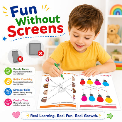 Matching Basic Skills Book for Kids 3+ | Fun Early Learning Activity Book with Shapes, Colors, Numbers & Patterns | Preschool Workbook | Best Educational Gift for Children