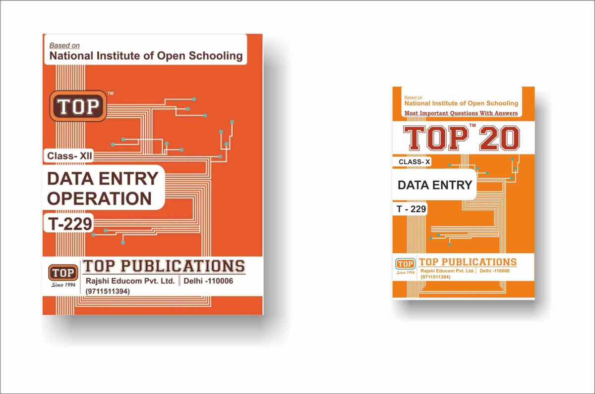 TOP NIOS Class 10 Data Entry 229 Guide + TOP 20 Most Important Question Answers (Mini Book) - Set of 2 Books