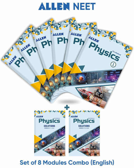 ALLEN PHYSICS NEET-UG Study Material Package for 11th, 12th & 12th Passed with Solutions (Set of 8 Modules) in English
