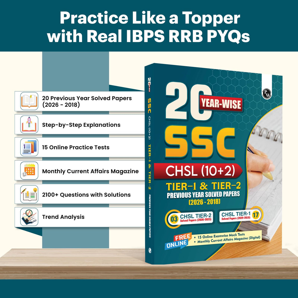 PW SSC CHSL (10+2) Previous Year Solved Papers Tier 1 & 2, English Medium (2026-18) | 20 Year-wise PYQs Till April 2026 | 2100+ Questions with Detailed Solutions