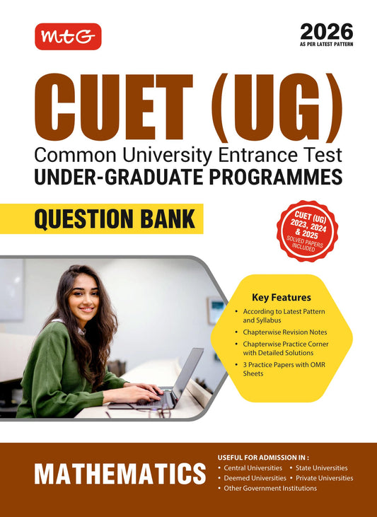 MTG NTA CUET (UG) Question Bank Mathematics For 2026 Exam | Chapter-wise Notes, Practice Papers with OMR Sheets | CUET Books As Per Latest Pattern & Syllabus