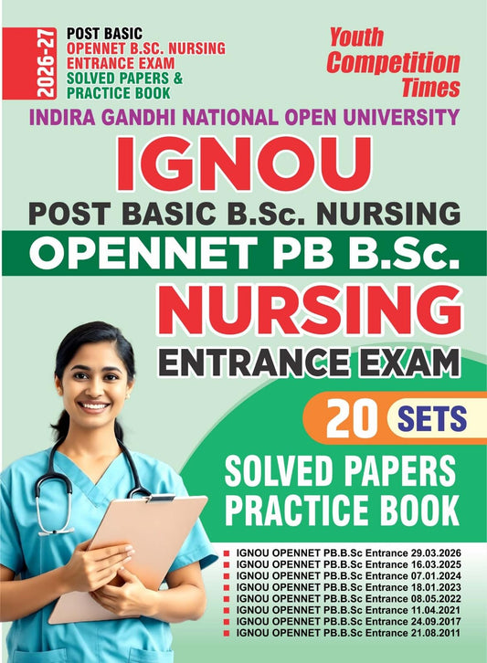Youth Competition Times IGNOU Post Basic B.Sc. Nursing OPENNET PB Entrance Exam, 20 Sets Solved Papers Practice Book 2026-27