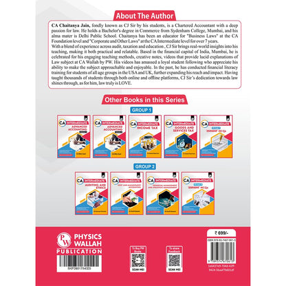 PW CA Intermediate Corporate & Other Laws Concept Book By Chaitanya Jain | ICAI Aligned Content, PYQs, Practice Questions, Detailed Solutions, Latest Syllabus For Jan 2027 Exams