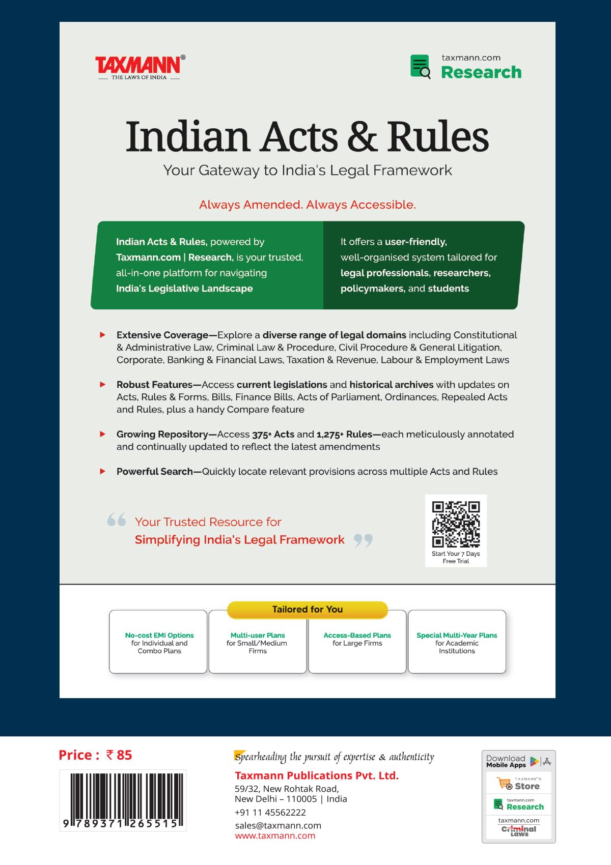 Taxmann's Maintenance and Welfare of Parents and Senior Citizens Act 2007 [Bare Act with Section Notes] – Featuring the Amended Act | Expert Commentary | Case Laws—for Elder Law | Compliance | Policy