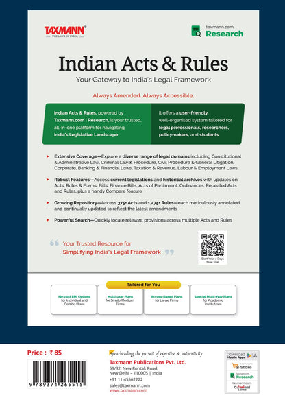 Taxmann's Maintenance and Welfare of Parents and Senior Citizens Act 2007 [Bare Act with Section Notes] – Featuring the Amended Act | Expert Commentary | Case Laws—for Elder Law | Compliance | Policy