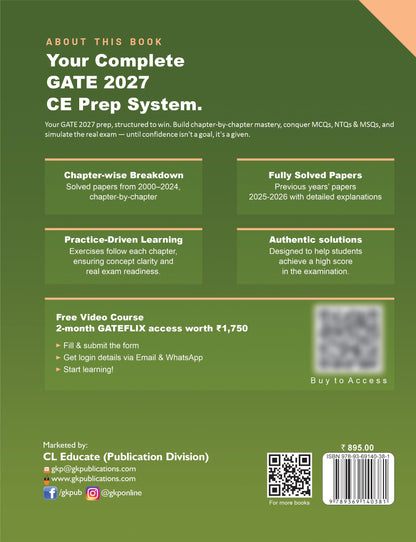 GATE 2027 Civil Engineering | Chapter-wise Previous Year Solved Papers (2000–2026) | 27 Years PYQ with Detailed Solutions | MCQs, NTQs & MSQs | GATE CE Chapterwise Question Bank
