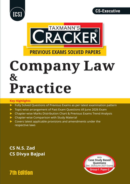 Taxmann's CRACKER COMBO for CS Executive | Dec. 2026/June 2027 Exams | Group 1 – Papers 1 to 4 | CRACKER Series | JIGL, Company Law, SUBIL and CAFM | June 2026 Edition | Set of 4 Books