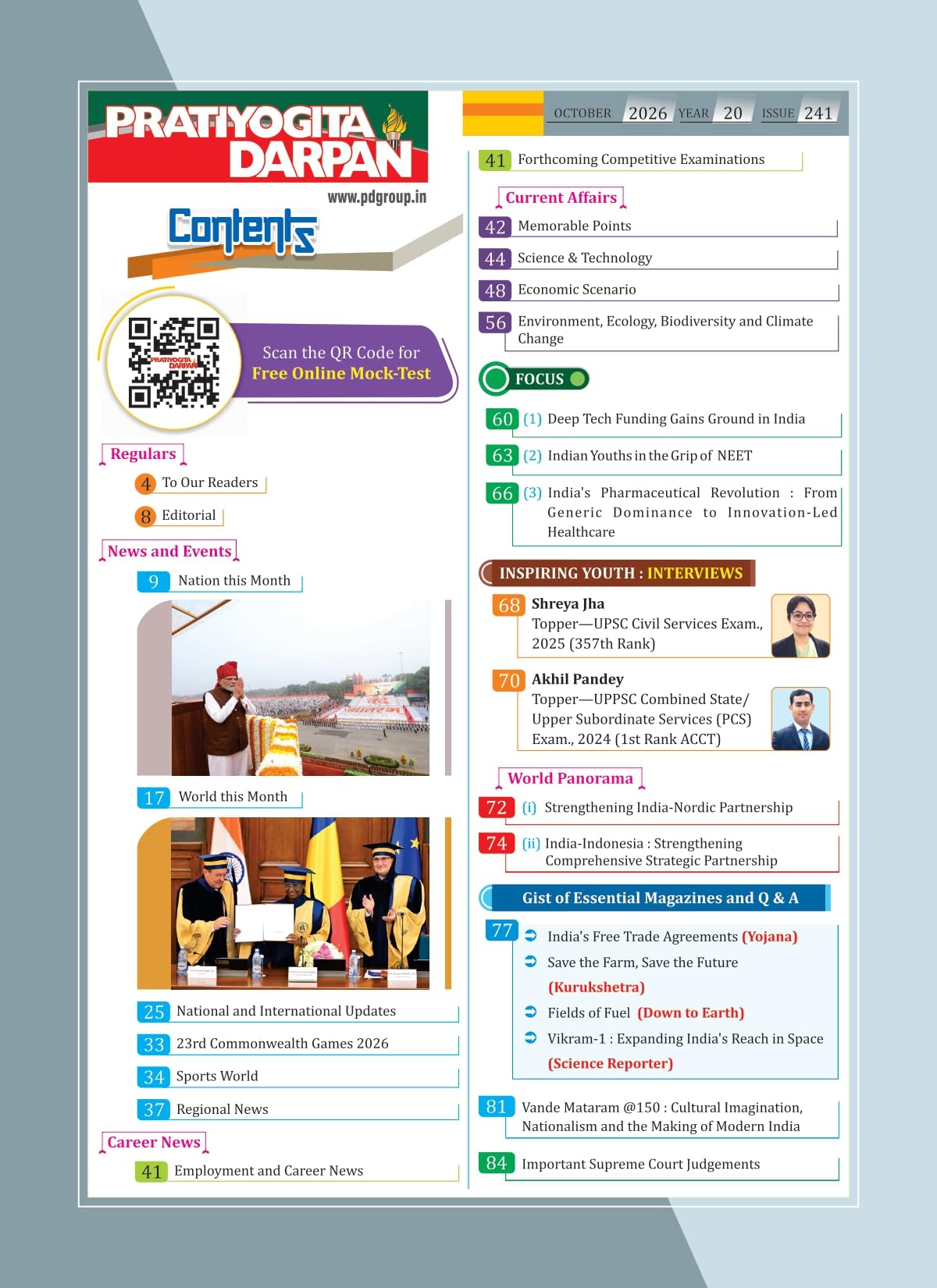 Pratiyogita Darpan English October 2026 | Current Affairs & General Knowledge Magazine | UPSC, SSC, State PSC, Banking & Competitive Exams | Solved Question Papers, Model Papers & Exam Preparation