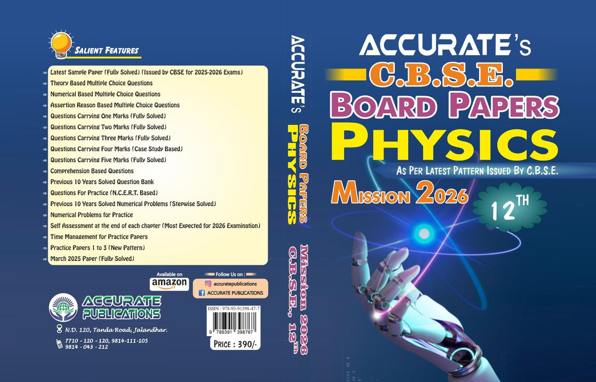 ACCURATE BOARD PAPER PHYSICS C.B.S.E CLASS 12TH MISSION 2026