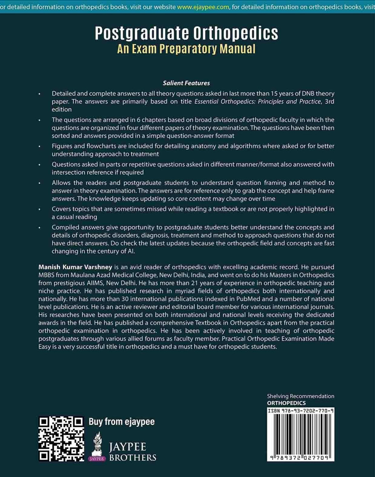 Postgraduate Orthopedics: An Exam Preparatory Manual, 4/E for MS and DNB Orthopedics Postgraduates | 15 Years of Solved DNB Theory Questions in a Chapter-wise Question and Answer Format: 1