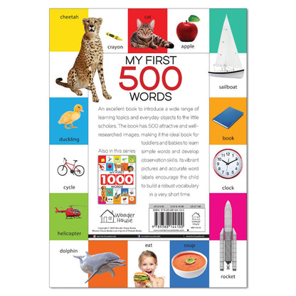 My First 500 Words For Kids | Age 2–6 Years | Early Learning | Picture Book | Alphabet | Numbers | Shapes & Colours | Animals | Toddler & Preschooler | Vocabulary Building | Paperback | Latest Edition