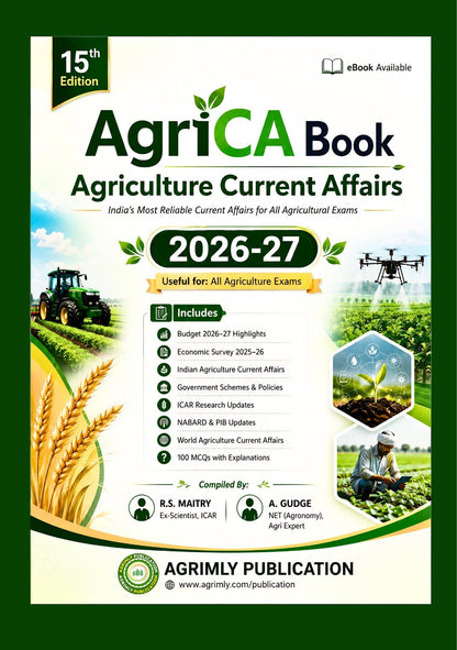 Agrimly Publication AgriCA Book Agriculture Current Affairs 2026-27, 15th Edition, All Agriculture Exams, 100 MCQs