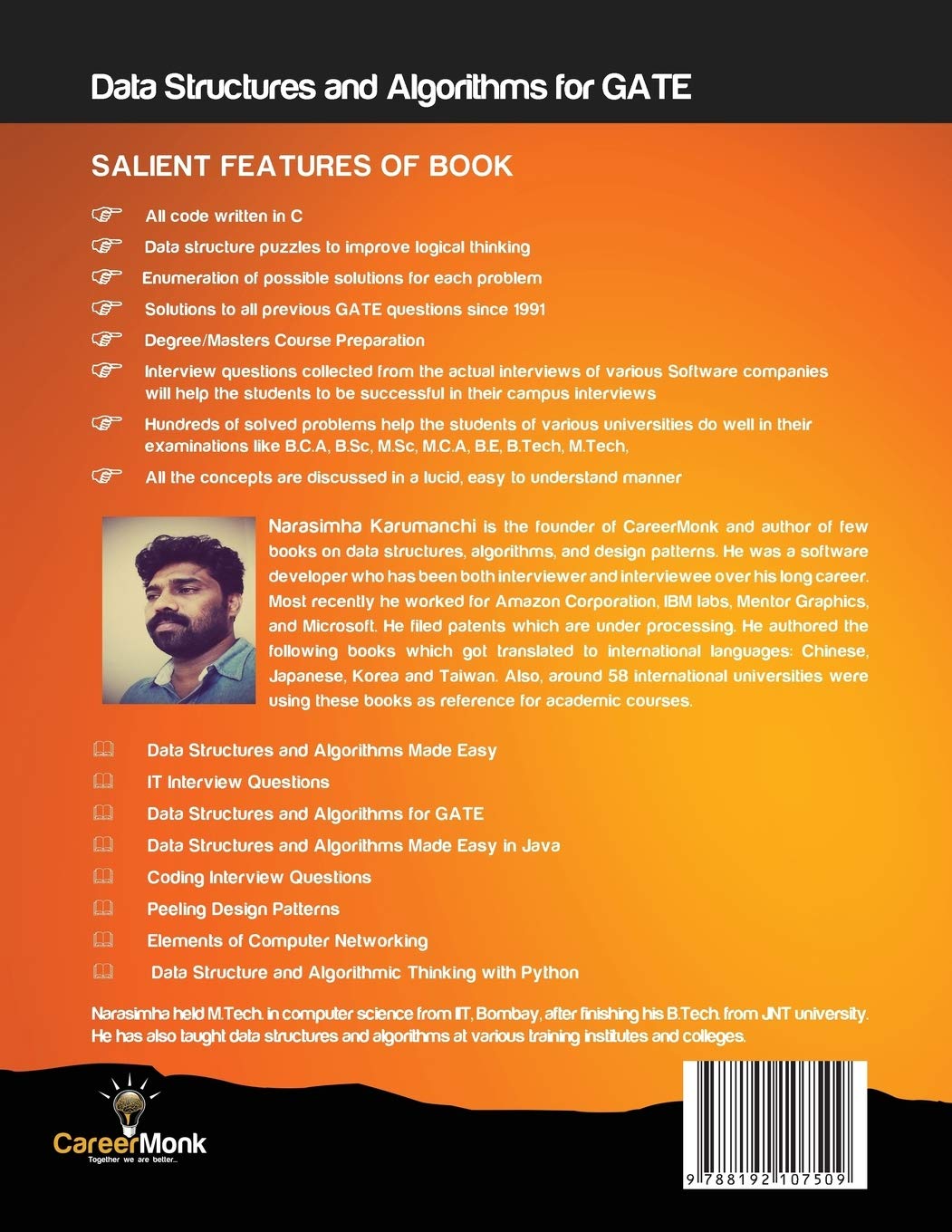 Data Structures and Algorithms for GATE: Salutions to all Previous GATE Questions Since 1991