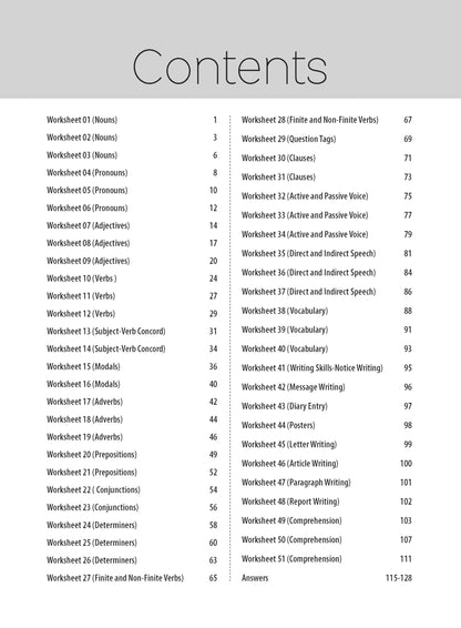 MTG 51 English Grammar Worksheets Class 8 – Grammar Work books to practice English concepts in interactive way (Based on CBSE/NCERT)
